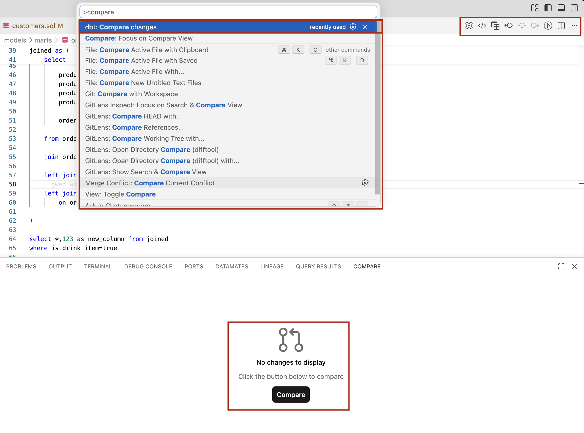 Compare changes in development Compare changes in development